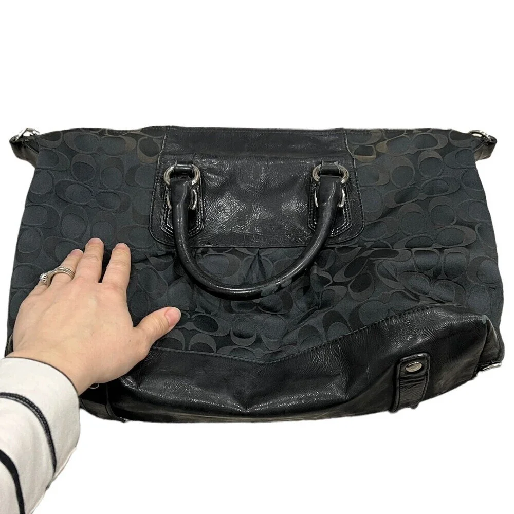 Coach Black Signature Fabric Ashley Handbag